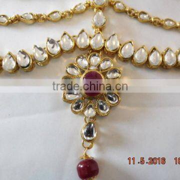 KUNDAN MATHAPATTI DAMINI Maang TIKA GOLD TONE CRYSTAL Hair Accessory photo-2