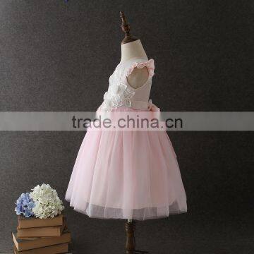 High Quality Boutique Girl Clothing Embroidery Flower Elegant Pink Fluffy Tulle Sleeveless Party Dresses Shiny Performance Dress photo-2