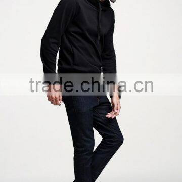 High Quality Black Plain Stylish Custom Cowl Neck Hoodies for Men photo-3