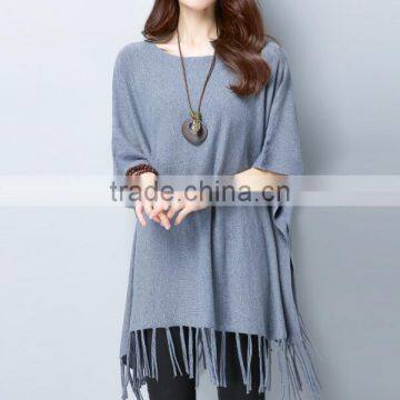 Zm35727a New Pattern Women Tassel Pullover Sweater Ladies Long Tops photo-4
