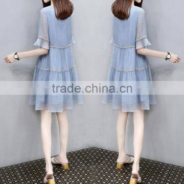 Z&M Women's 2017 Blue Lace Dress Night Wearing Dress Ladies Wear Dress photo-3