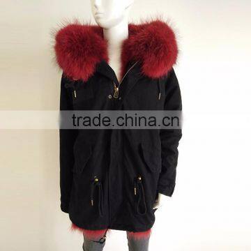 Myfur Custom Navy Outer Parka With Removable Dyed Fox Belly Fur Lined in Wholesale Price photo-2
