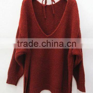 Runwaylover New Design 2017 Ladies Fashion Backless Wool Pullover Sweaters photo-4