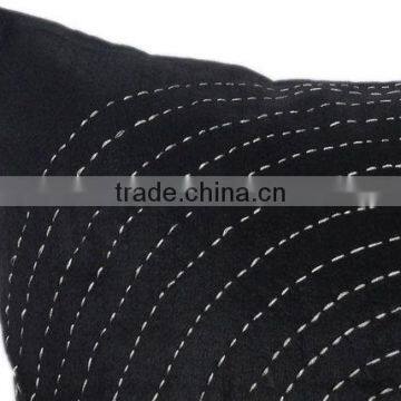 Kantha Decorative Pillow, Black Kantha Pillow, Kantha Cushion, Jaipur Kantha Pillow, Kantha Sofa Toss, Kantha Accent Pillow,16x1 photo-3