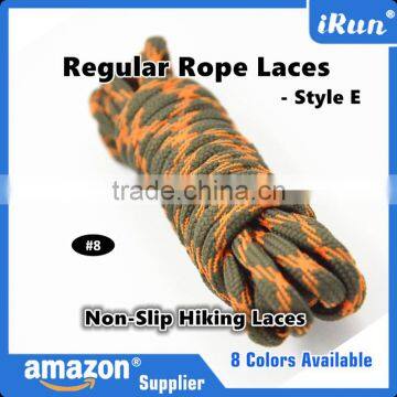 8 Colors Available - Regular Thick Strong Rope Non-Slip Hiking Laces - Custom Sneakers Skating Strings Coiled Lace - Orange/Grey