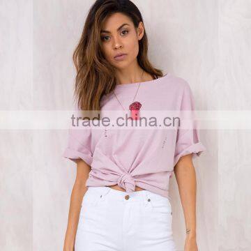 Hot Sexy bf Half Sleeve Distressed Girl's t Shirt With Custom Printing photo-5