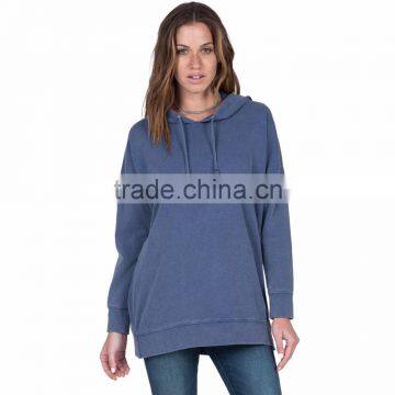 Navy Blue Soft Shell Plain No Pocket Hoodie for Women