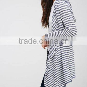 Wholesale Womens Irregular Fashion Stripes Cardigan Sweater From Shantou photo-3