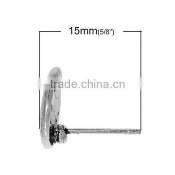 Earring Findings Ear Studs Components Rhombus Antique Silver 15.0mm x 13.0mm photo-2