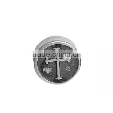 304 Stainless Steel Spacer Beads Round Gunmetal Cross