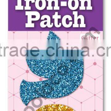 mini Glitter Iron on PU patches for clothing colorful patch