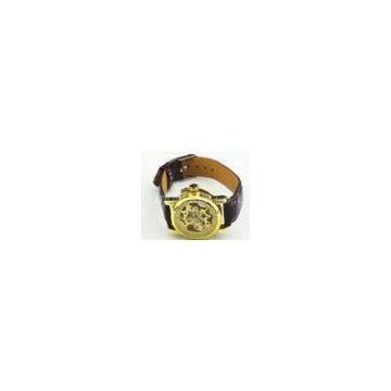 Round Accurate Ladies Automatic Watch Wrist , See - Through Back Case