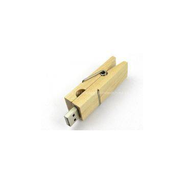 Wood Clip Shaped U-Disk Data Memory Stick For Promo