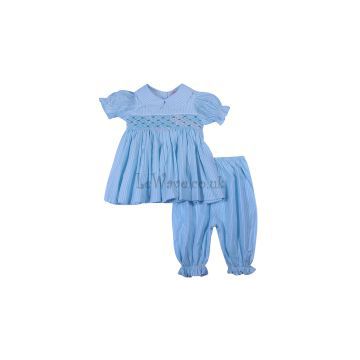 Flower and geometric hand smocked pajamas - LP 023