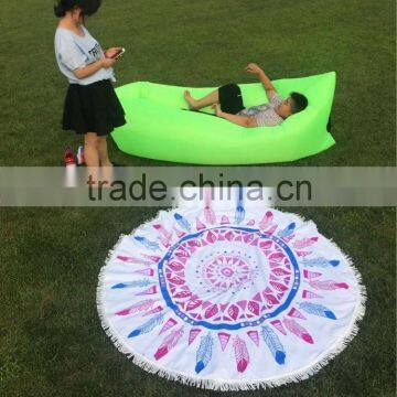 100% Cotton Reactive Printing Round Beach Towel With Tassels , Turkish towel with tassel fringe for europe