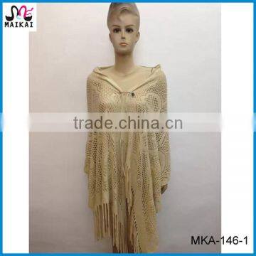Women's winter fashion knitted acrylic shawls wraps ponchos
