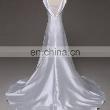 Exquisite Ed A-line Silver Long Sleeveless Beaded Satin Hand-flower Evening Dress 2017 photo-4