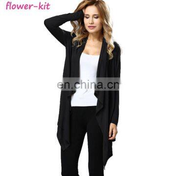 Irregular Hem Drape Front Open Cardigan Long Sleeve Casual Cardigans