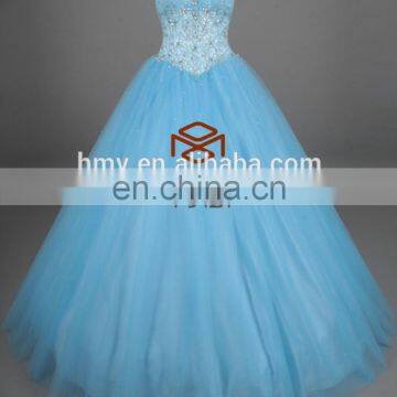 Light Sky Blue Exquisite Quinceanera Dress Wholesaler Online HMY-D131 Floor Length Handmade Beadings Prom Dress