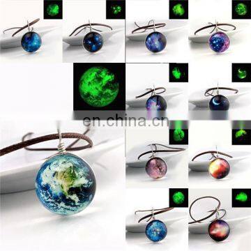 Christmas Time Gem Moon Starry Star Necklace Dust Cosmic Glass Pendant Glow In The Dark Necklace