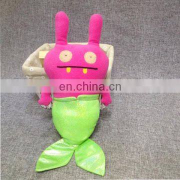 Mermaid pink ugly plush soft stuffed doll