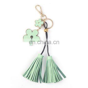 Creative Pendant Five Petal Flower PU Leather Fringed Keychain Bag Pendant Ornaments photo-2
