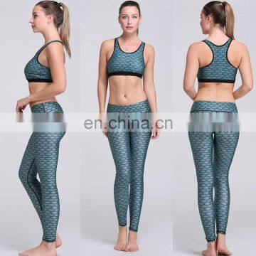 Comfort Stretch Fabric Fashion Mermaid Scale Printed Activewear Yoga Wear for Women