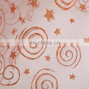 2015 Promotion Item Polyester Curtain Cloth Spraying Organza Quilted Fabric