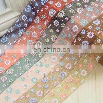 2015 Latest Fashion Flower Printing Organza Curling Ribbon