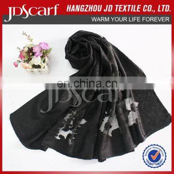 Super quality burnout flower pattern silky viscose shawl scarf