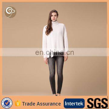 High neck cable wool sweater