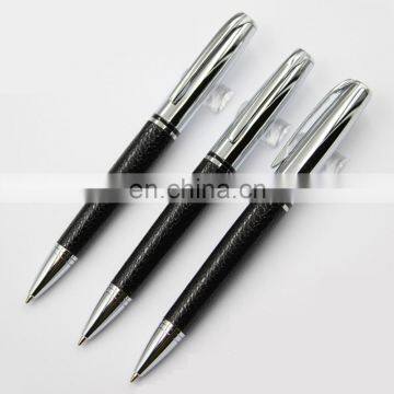 genuine leather finished barrel promotion gift metal ballpoint ball pen