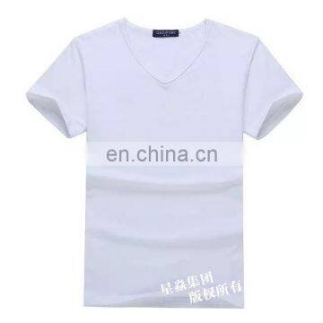 V neck T-shirt blank t-shirt for heat press printing T-shirt customized logo