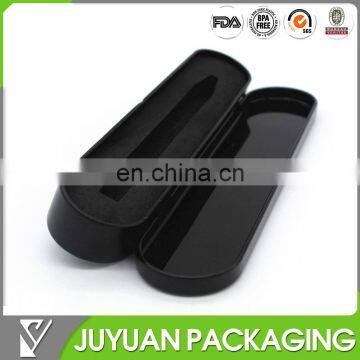 Shinny black varnished rectangular metal tin case with hinge lid and EVA tray