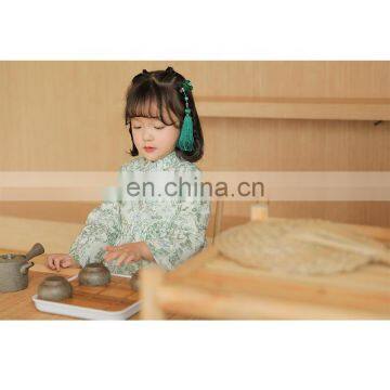 6516 Kids Girls Chinese Style Dress Girls Clothes Cotton Sweet Floral Dress