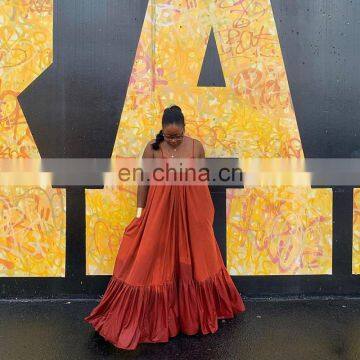 2020 Womens Plus Size Sexy Blue and Multi Candy Colors Swing Bottom Maxi Dresses photo-7