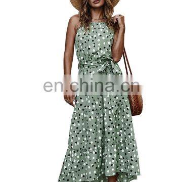 Original Designer Explosion Models 2020 Summer Polka Dot Holiday Style Big Swing Dress Factory Direct Sales photo-6