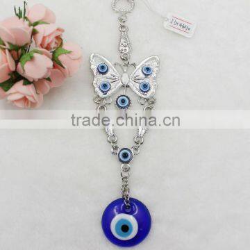 Islamic Butterfly Pendant Car Haning With Glass Blue Evil Eye Beads