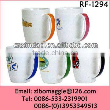 Zibo Made Good Quality 12oz Belly Shape Porcelain Wine Mug Printing Promotion Design