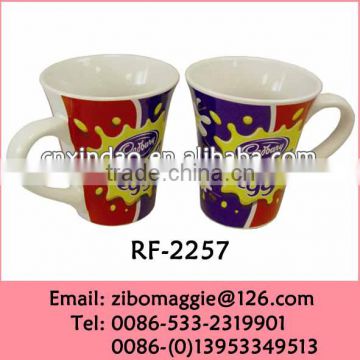 Popular Flare Shape Oversized Plain White Ceramic Drinking Water Cups Promotional for Kids