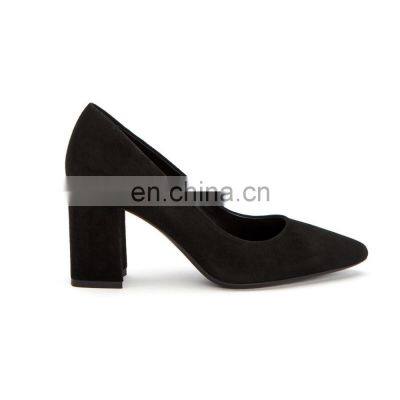 Ladies wholesale fancy black color design high block heels pumps sandals shoes women evening shoes