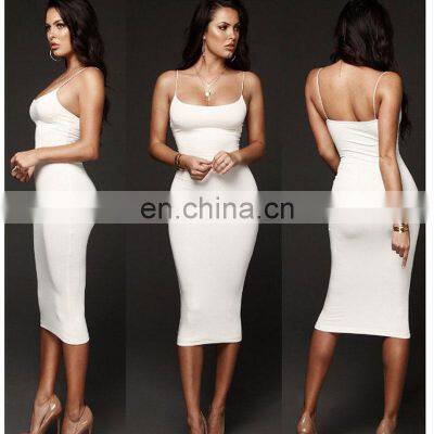 Wholesale Custom Halter Sexy Party Dress Fashion Casual Dress Sleeveless Full Slip Dress Slim Fit Solid Color Low-cut photo-4