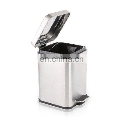 stainless steel foot pedal garbage can soft close pedal bin for home