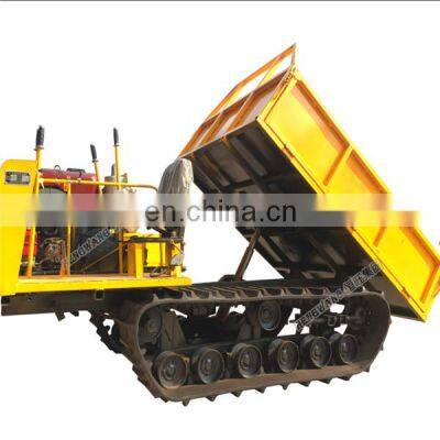 Mountain orchard self-unloading hand-held engineering small track transport vehicle