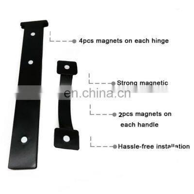 Garage Door Magnetic Decorative Hardware Kit Color Black 6 PCS Carriage Accents Faux Hinges and Handle photo-2