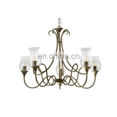 HUAYI Retro Design Interior Decoration With Iron And Glass Chandeliers Hanging Lights Pendant Light