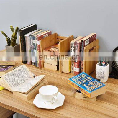 Bamboo Desktop Shelf Adjustable Countertop Bookcase Office Supplies Adjustable Desk Storage Organizer Accessories Display Rack photo-3