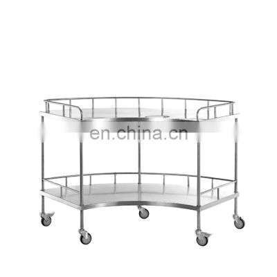 HC-M033 Surgical operation Instrument table Trolley /Specially Two layers Stainless Steel Fan-Shaped  Hospital Apparatus Cart