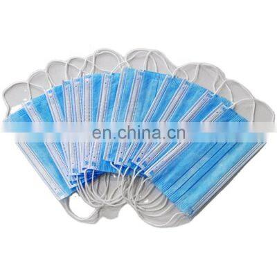 Blue Disposable Face Mask Protective 3-Ply Breathable Comfortable Nose Mouth Coverings for Home Office Elastic Ear Loop Safety