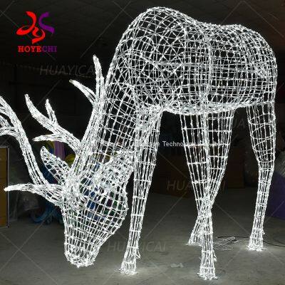 Гигантские светодиодные наружные 3D-анимированные украшения для Рождества в виде оленей